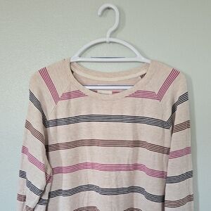 Thread & Supply | Tan Striped "That Cozy Life" Sweatshirt Size 1X